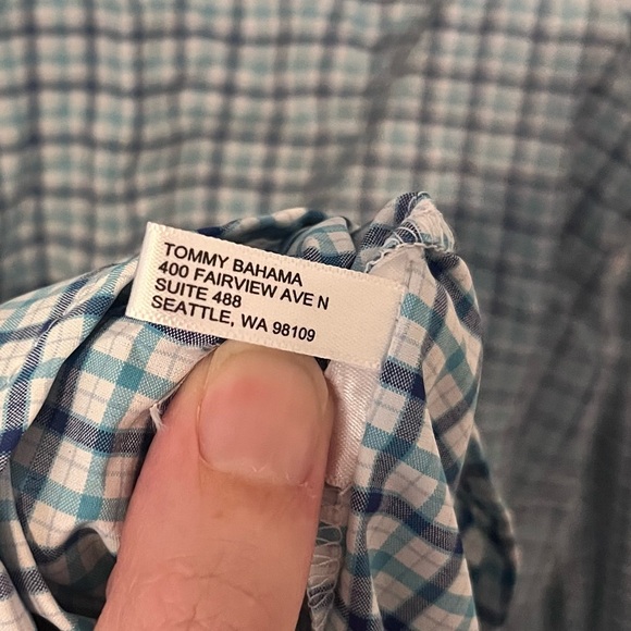 Tommy Bahama Siesta Key Button Down Checkered Long Sleeve Shirt Blue Vented XL - Picture 5 of 11